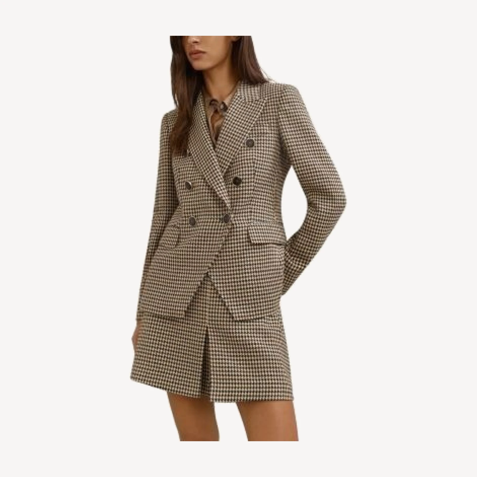 Reiss Petite Hartley Double Breasted Check Jacket