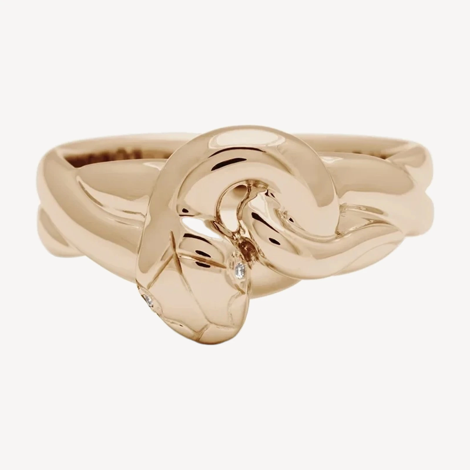 Solid Victorian Serpent Band - Yellow Gold & White Diamonds
