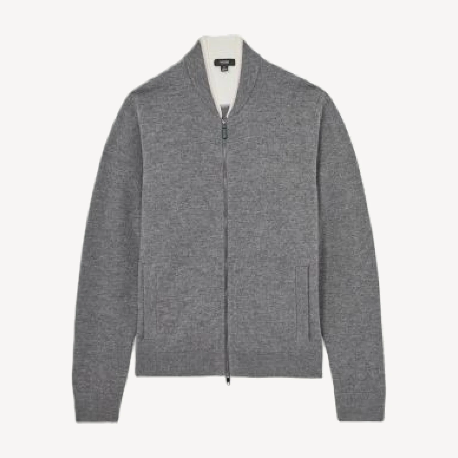 Reiss Clifford Long Sleeve Zip Through Tipped Collar Merino Bomber Jacket