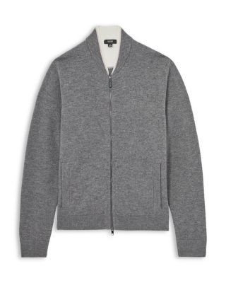 Reiss Clifford Long Sleeve Zip Through Tipped Collar Merino Bomber Jacket
