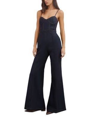 Reiss Macey Denim Bustier Jumpsuit