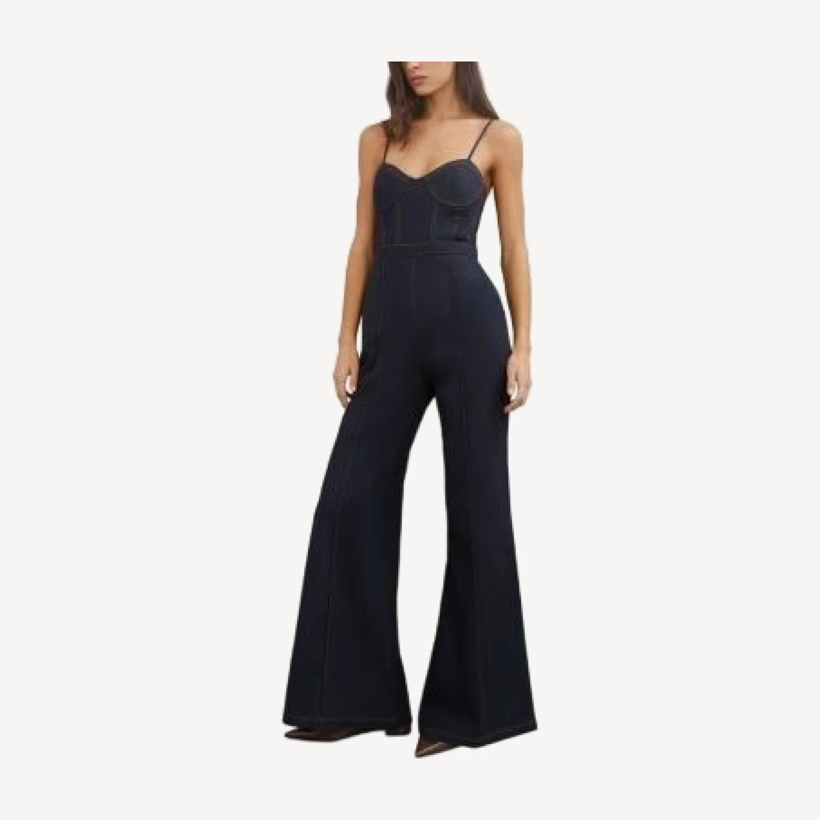 Reiss Macey Denim Bustier Jumpsuit