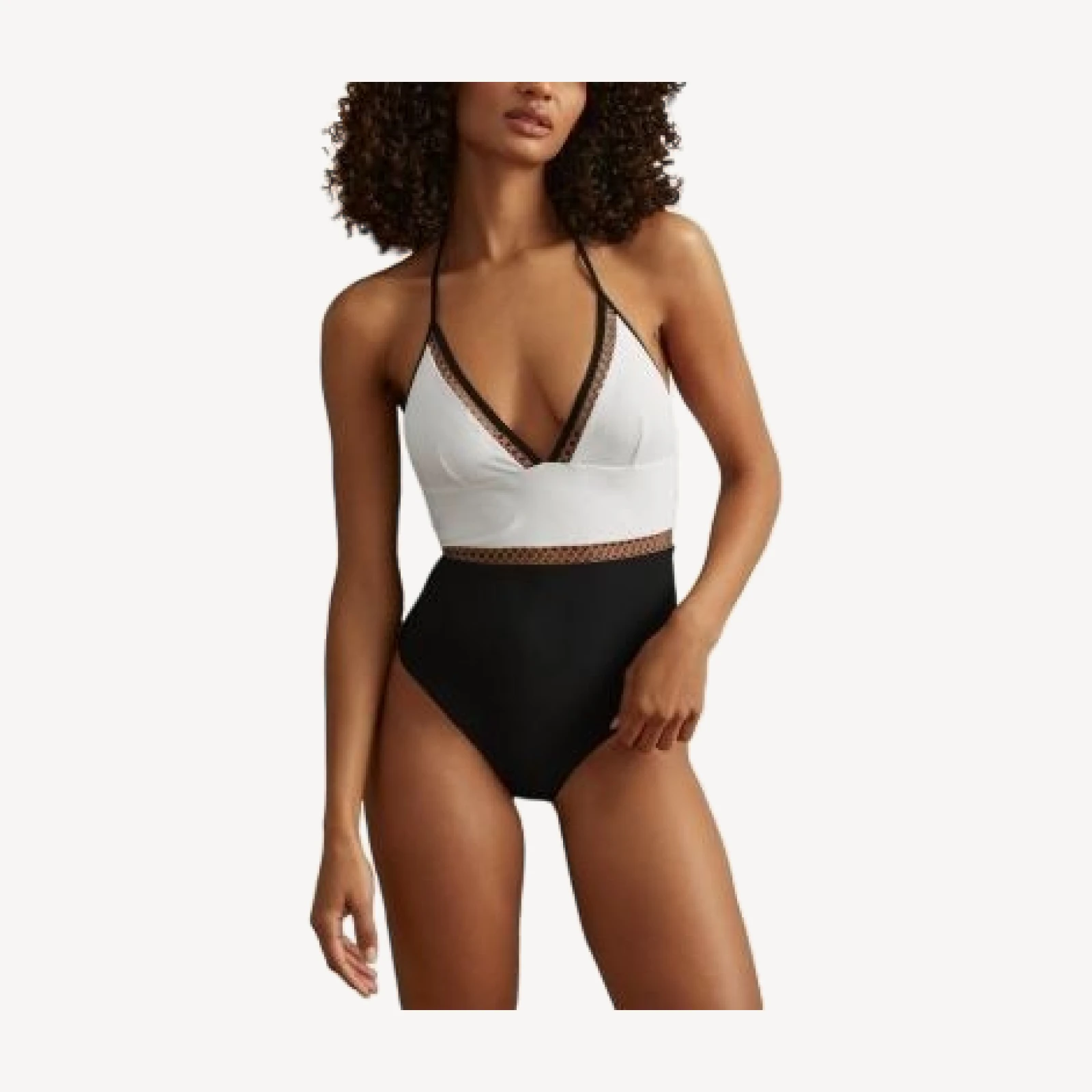 Reiss Lattice Trim Colorblocked Swimsuit