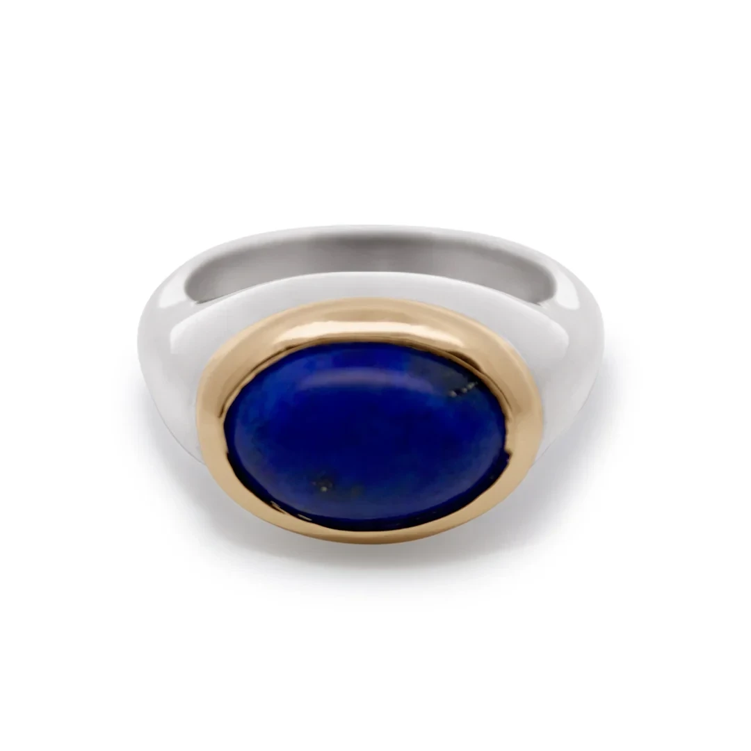 Creo Ring - Sterling Silver, Yellow Gold & Lapis