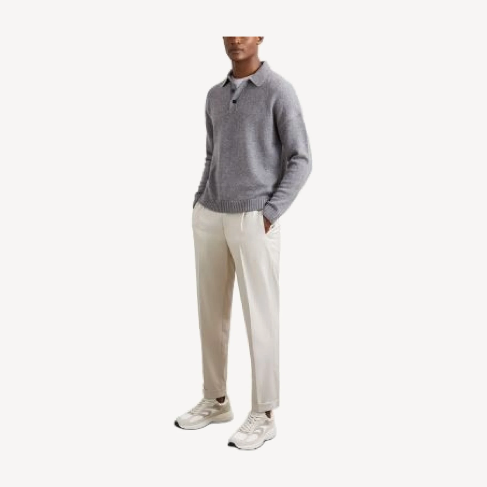 Reiss Half Button Relaxed Fit Sweater