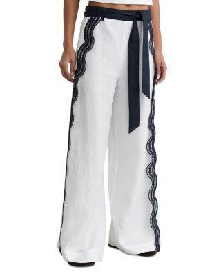 Reiss Farah Side Scallop Linen Pants