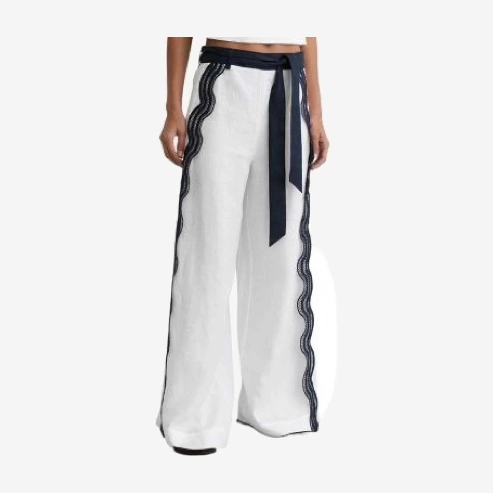 Reiss Farah Side Scallop Linen Pants