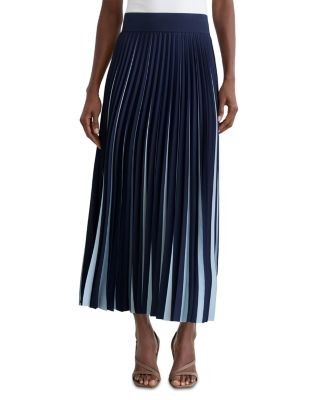 Reiss Serena Two Tone Pleated Midi Skirt