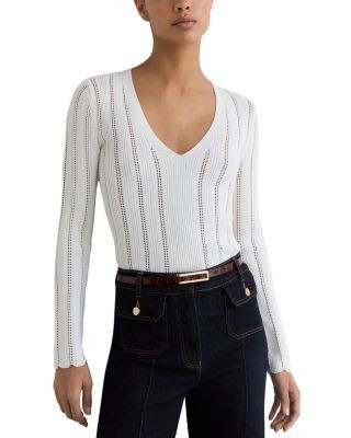 Reiss Loui V Neck Scallop Edge Jumper