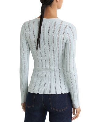Reiss V Neck Ribbed Pointelle Sweater