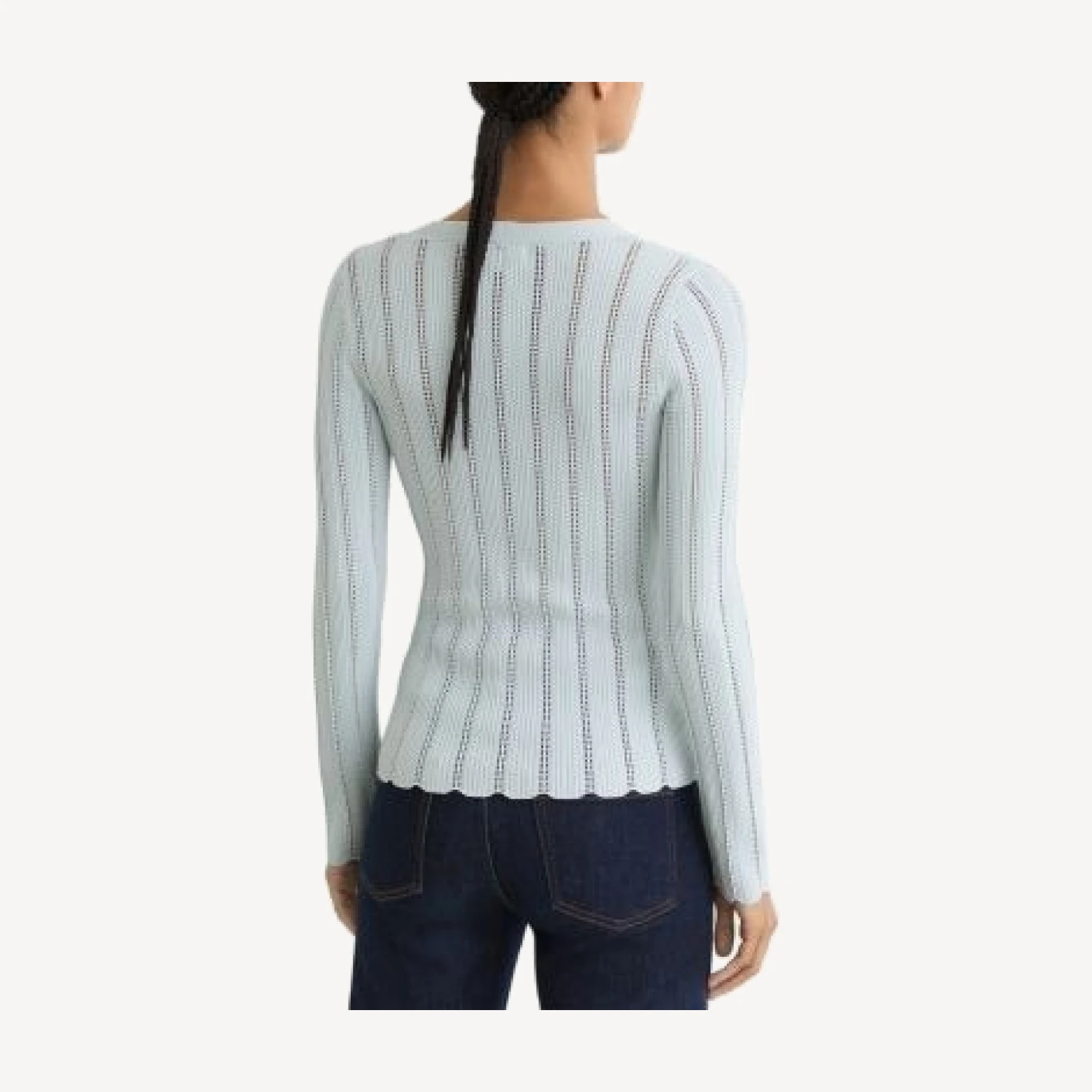 Reiss V Neck Ribbed Pointelle Sweater