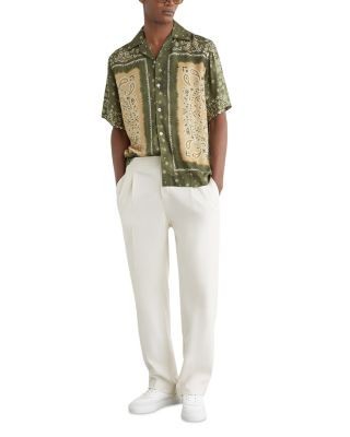 Reiss Vicente Short Sleeve Paisley Print Cuban Shirt