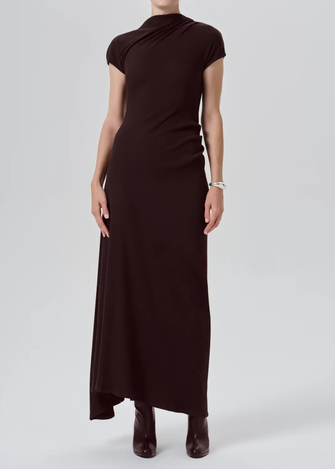 Kira Sculptural Dress in Chocolate