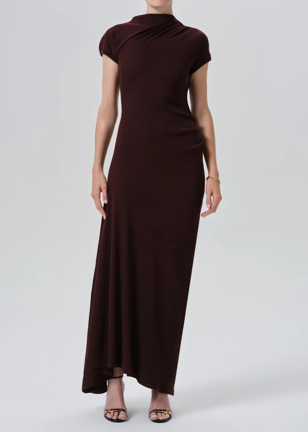 Kira Sculptural Dress in Mahogany