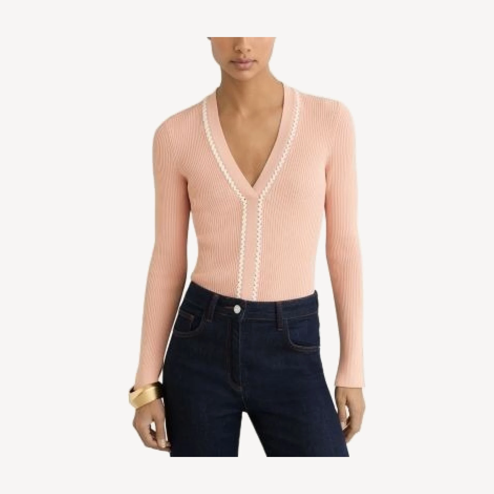Reiss Lauri Craft Stitch Trim Top