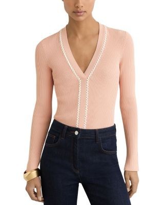 Reiss Lauri Craft Stitch Trim Top