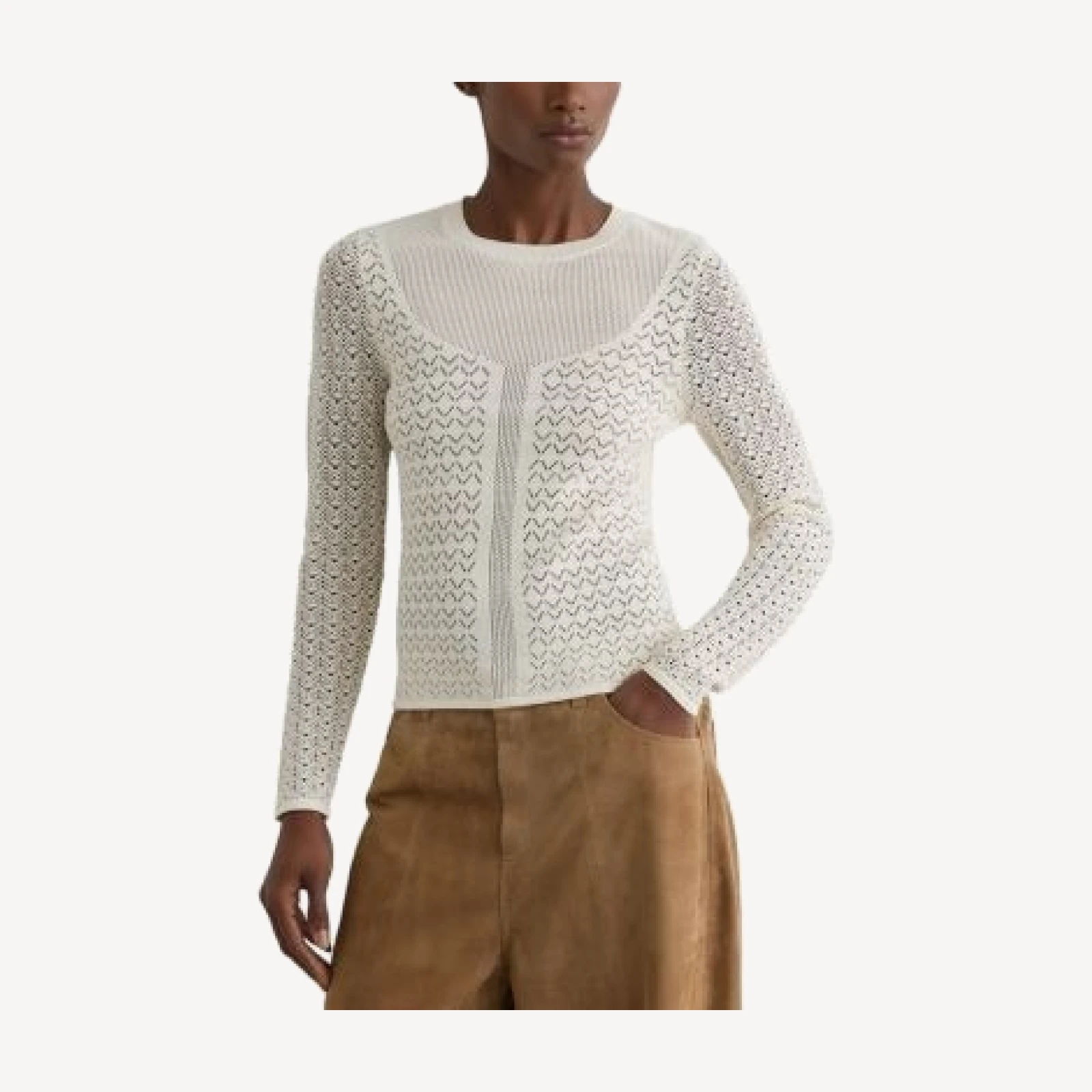 Reiss Bella Pointelle Knit Top