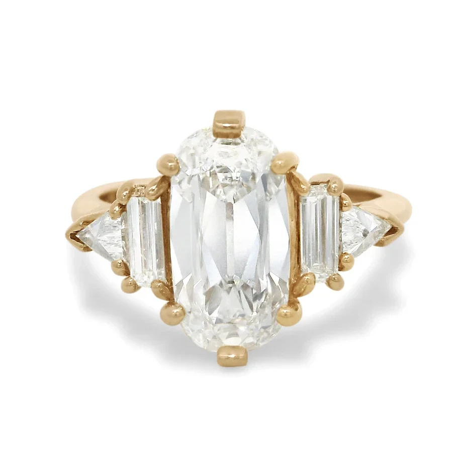 Theda Ring - Yellow Gold & White Cushion Diamond (2.22ct)