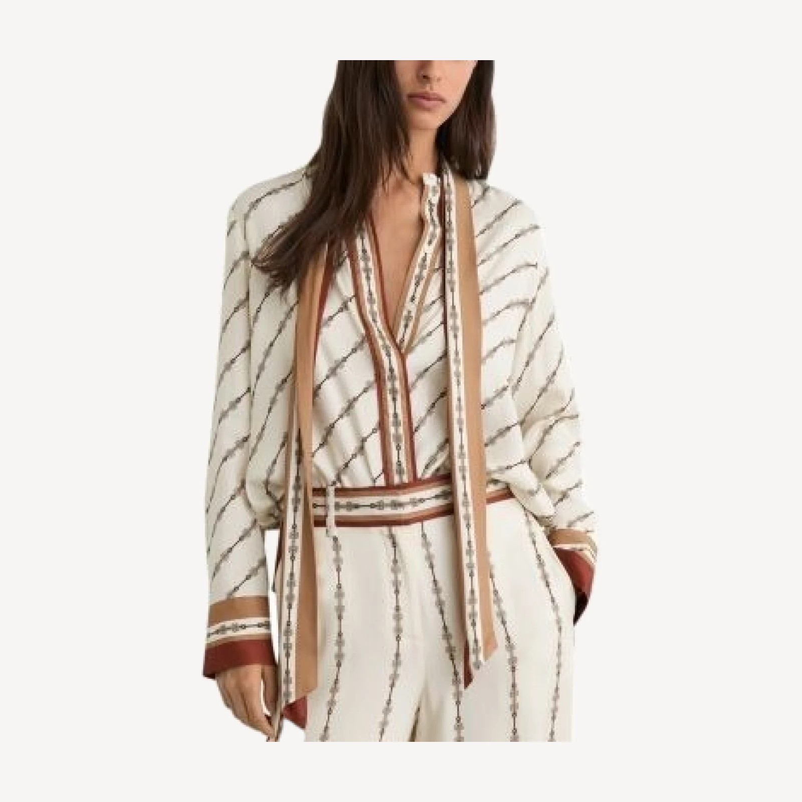 Reiss Lydia Tie Neck Loose Fit Shirt