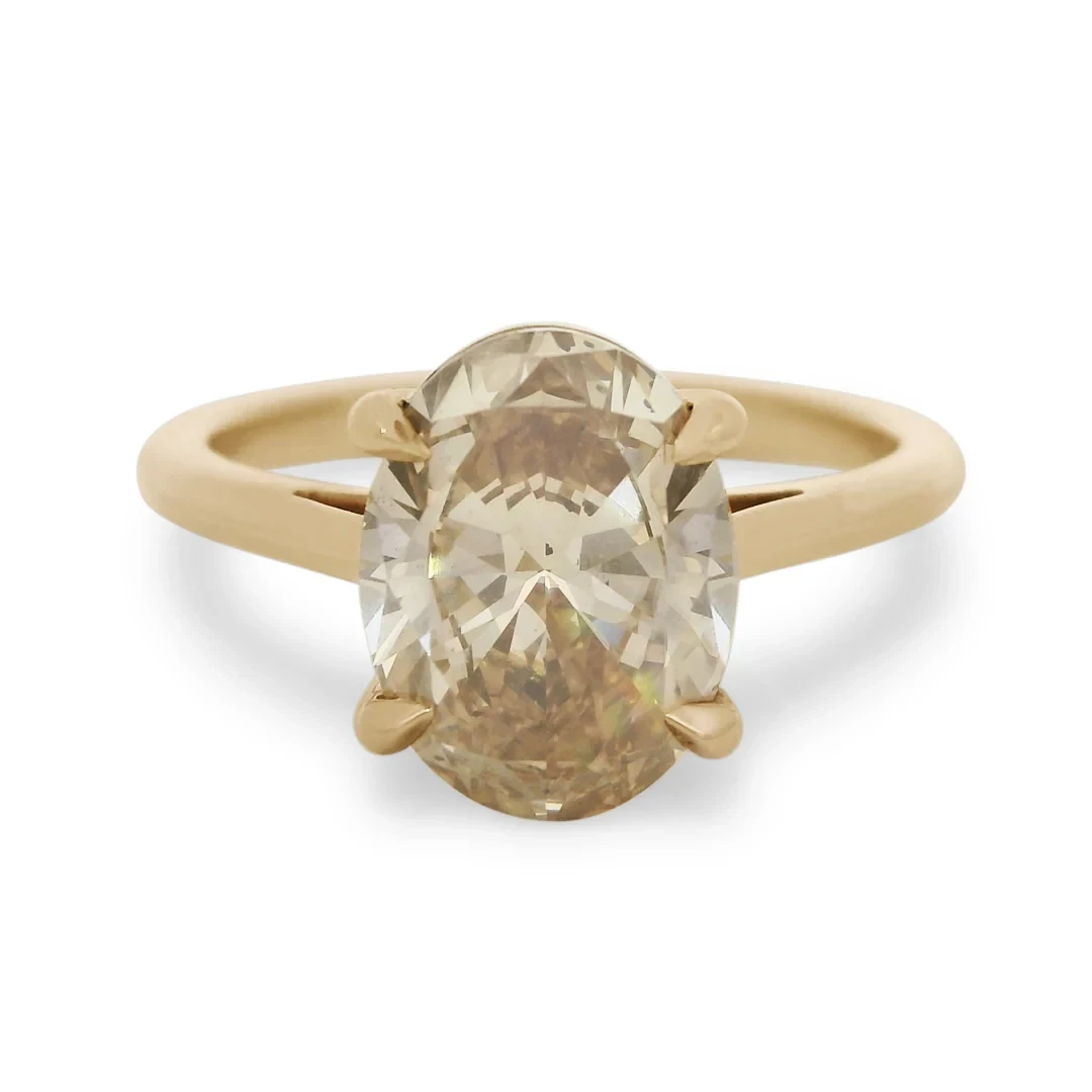 Bea Solitaire Ring - Yellow Gold & Champagne Diamond (2.18ct)