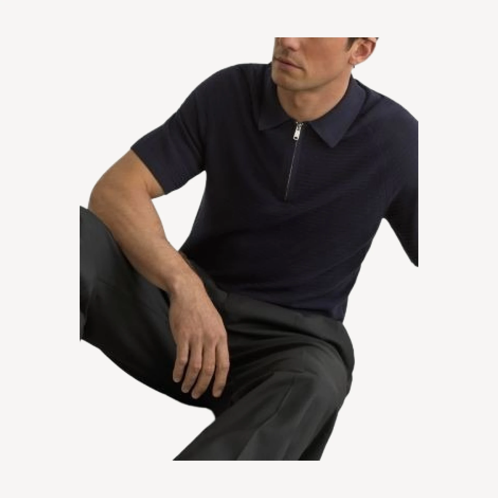 Reiss Estate Regular Fit Half Zip Textured Polo Shirt