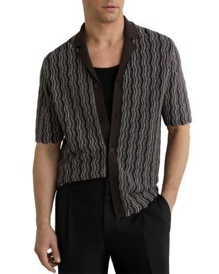 Reiss Cuban Collar Wavy Pattern Shirt