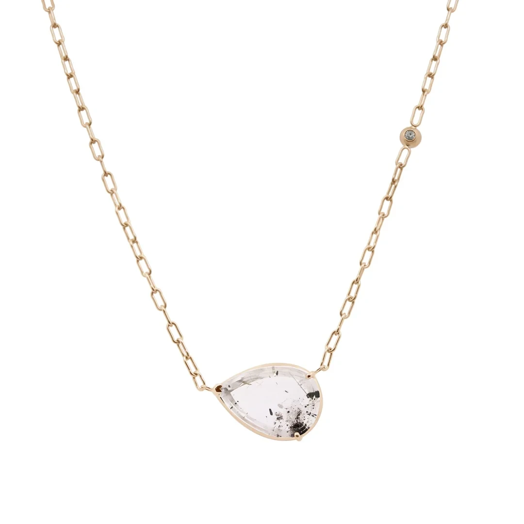 Pear Amulet Necklace - Yellow Gold & Quartz
