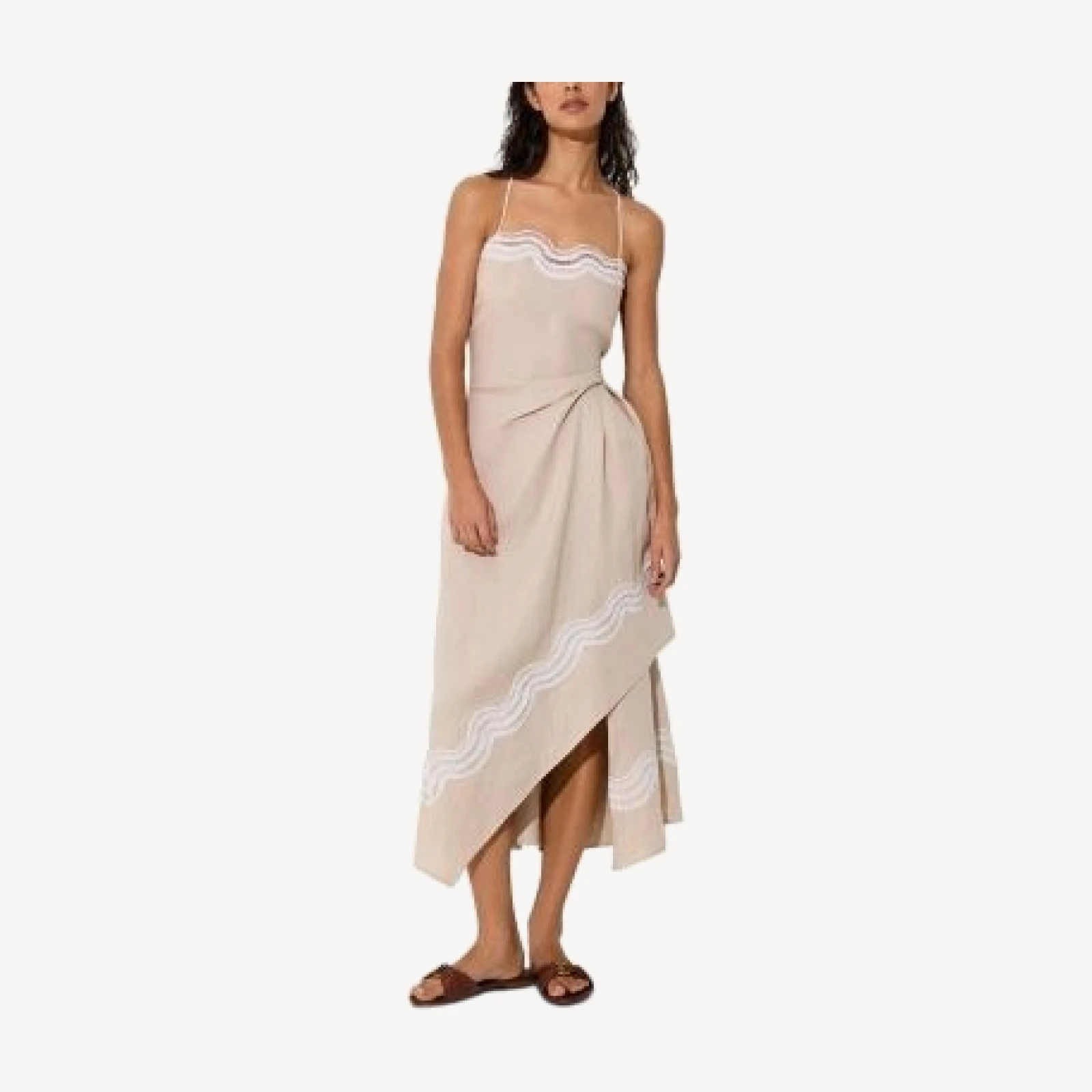 Reiss Arla Lace Trim Linen Dress