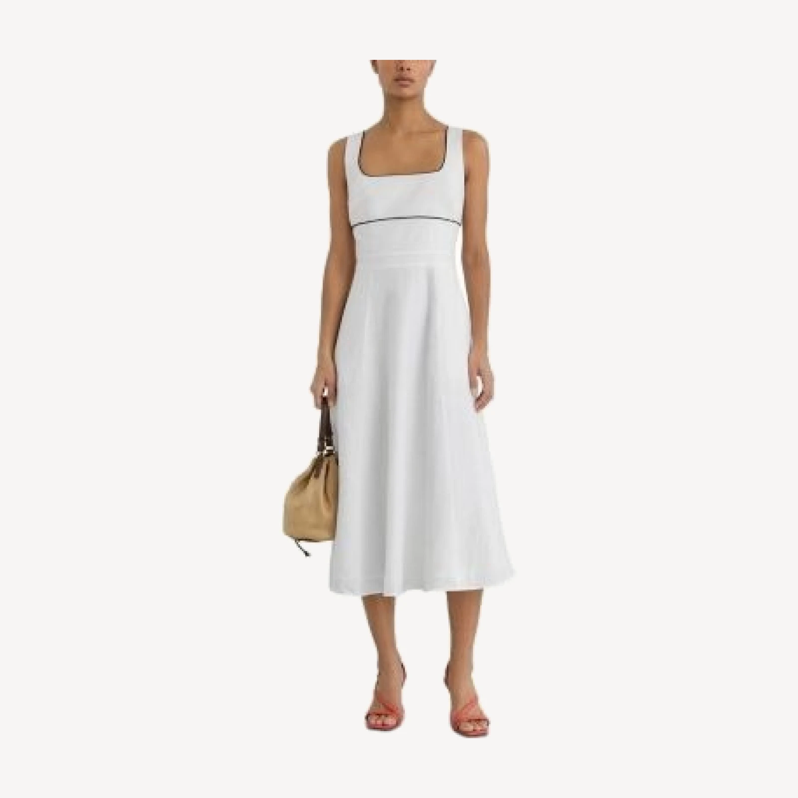 Reiss Dorothea Contrast Trim Linen Dress
