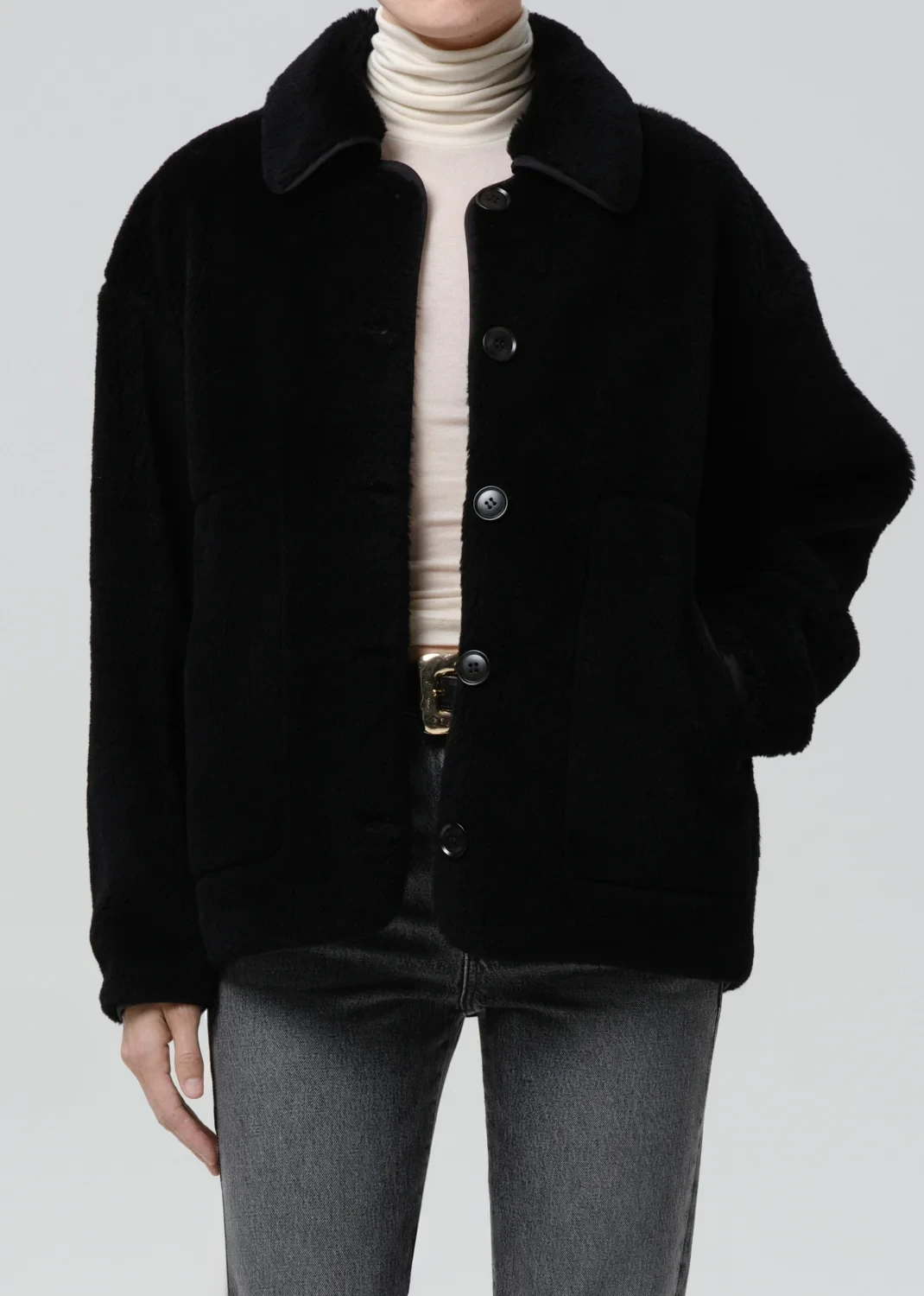 Astrid Sherpa Jacket in Black