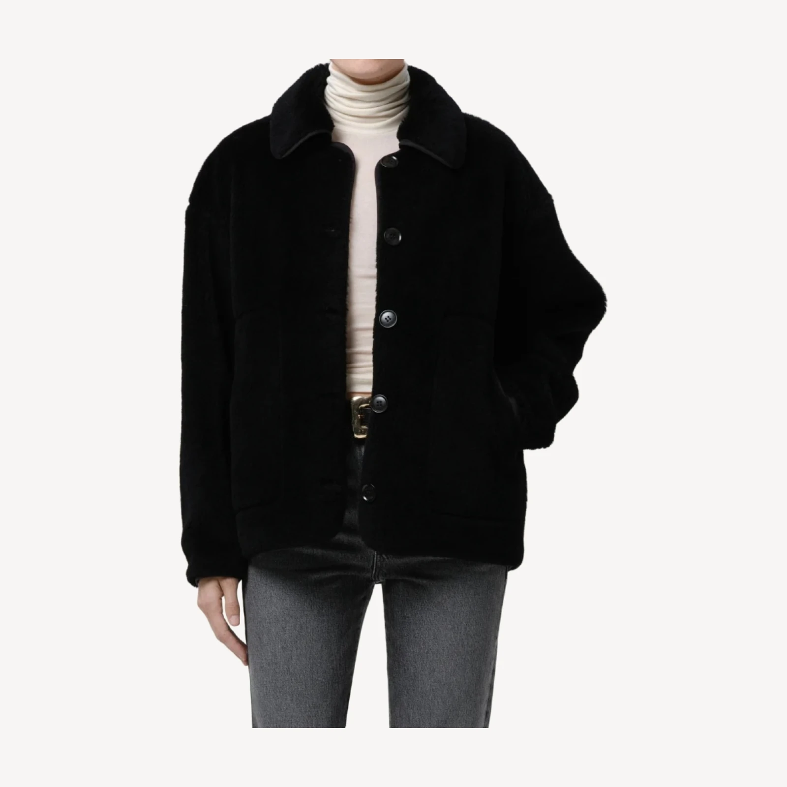 Astrid Sherpa Jacket in Black