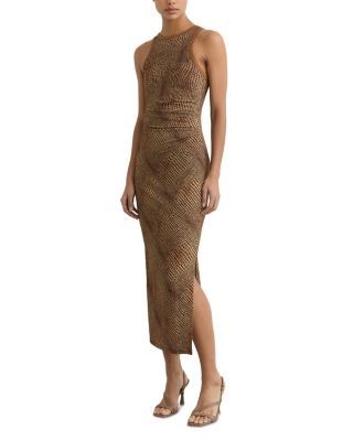 Reiss Lola Snake Print Bodycon Dress