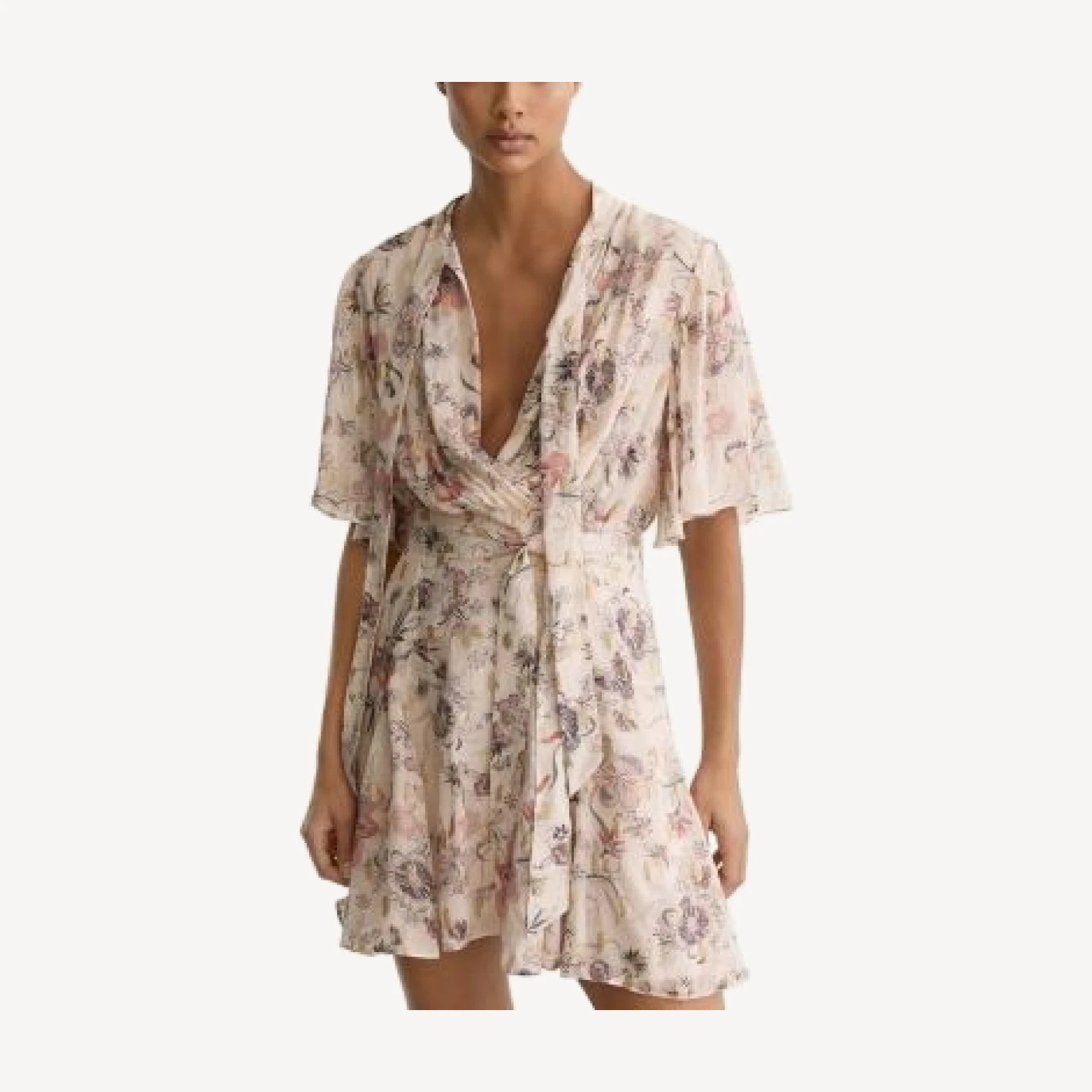 Reiss Luna Metallic Floral Mini Dress
