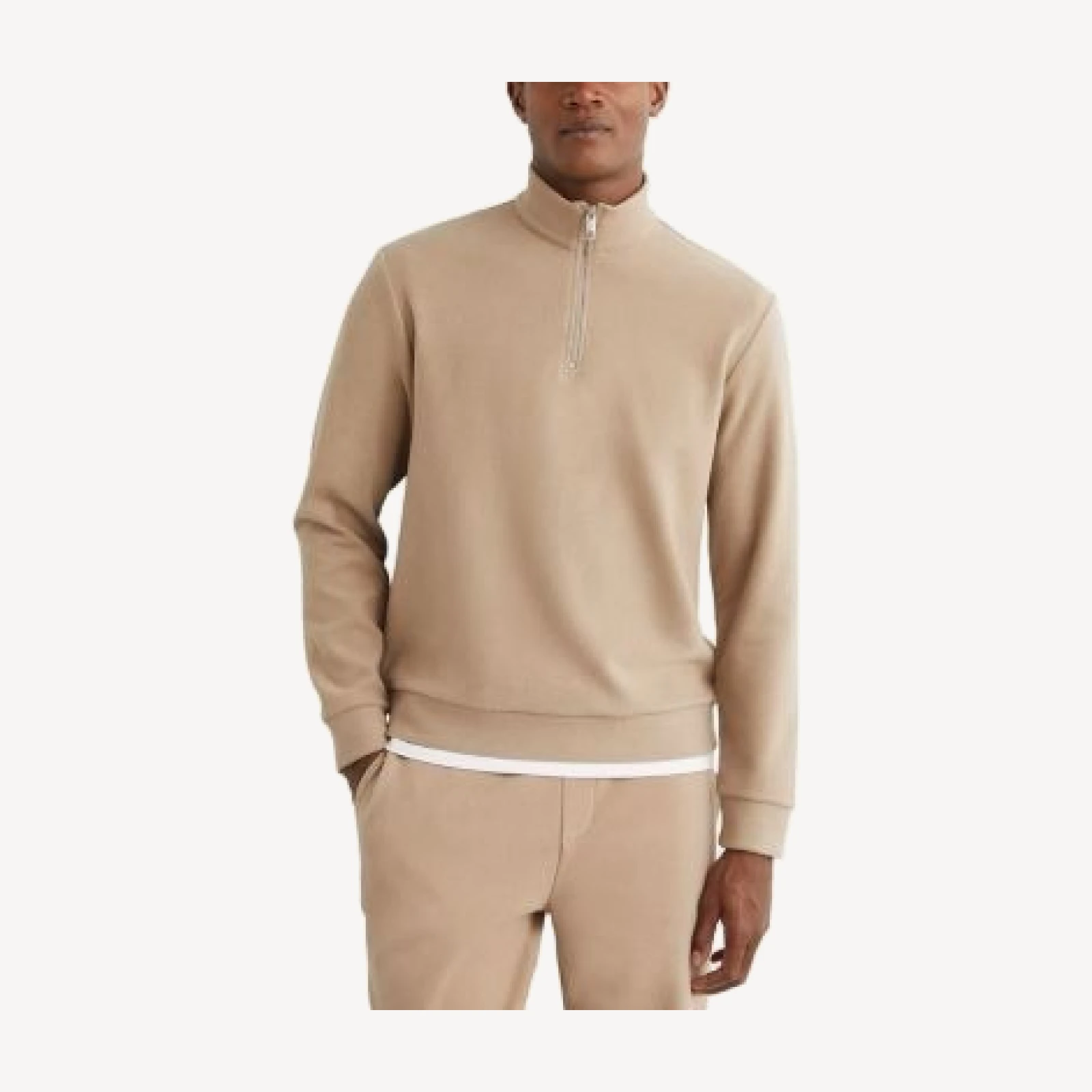 Reiss Brushed Rib Half-Zip Sweatshirt