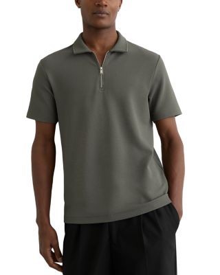 Reiss Forno Half Zip Textured Polo Shirt