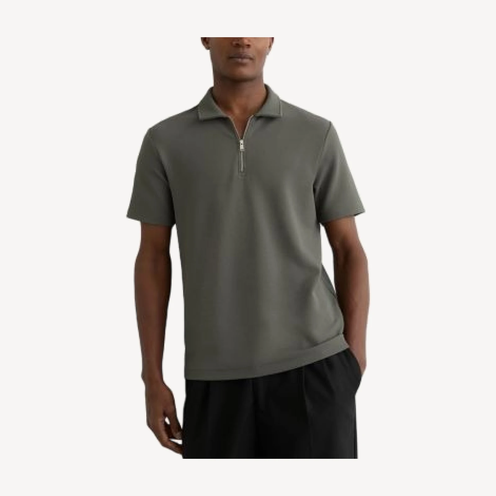 Reiss Forno Half Zip Textured Polo Shirt