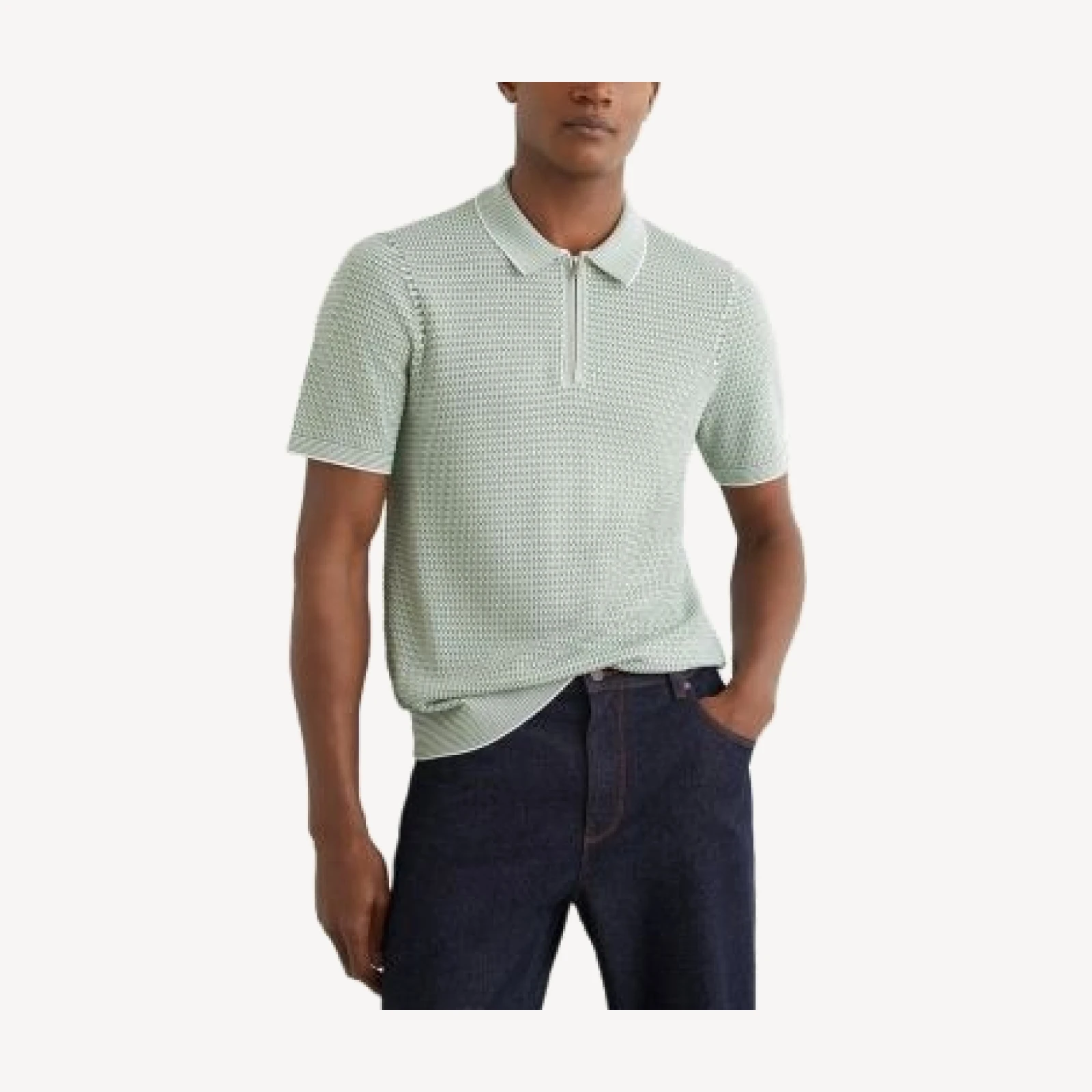 Reiss Brink Regular Fit Half Zip Textured Polo Shirt