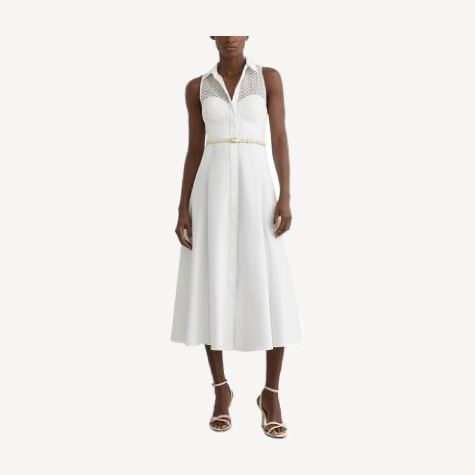 Reiss Hera Lace Trim Sleeveless Midi Dress