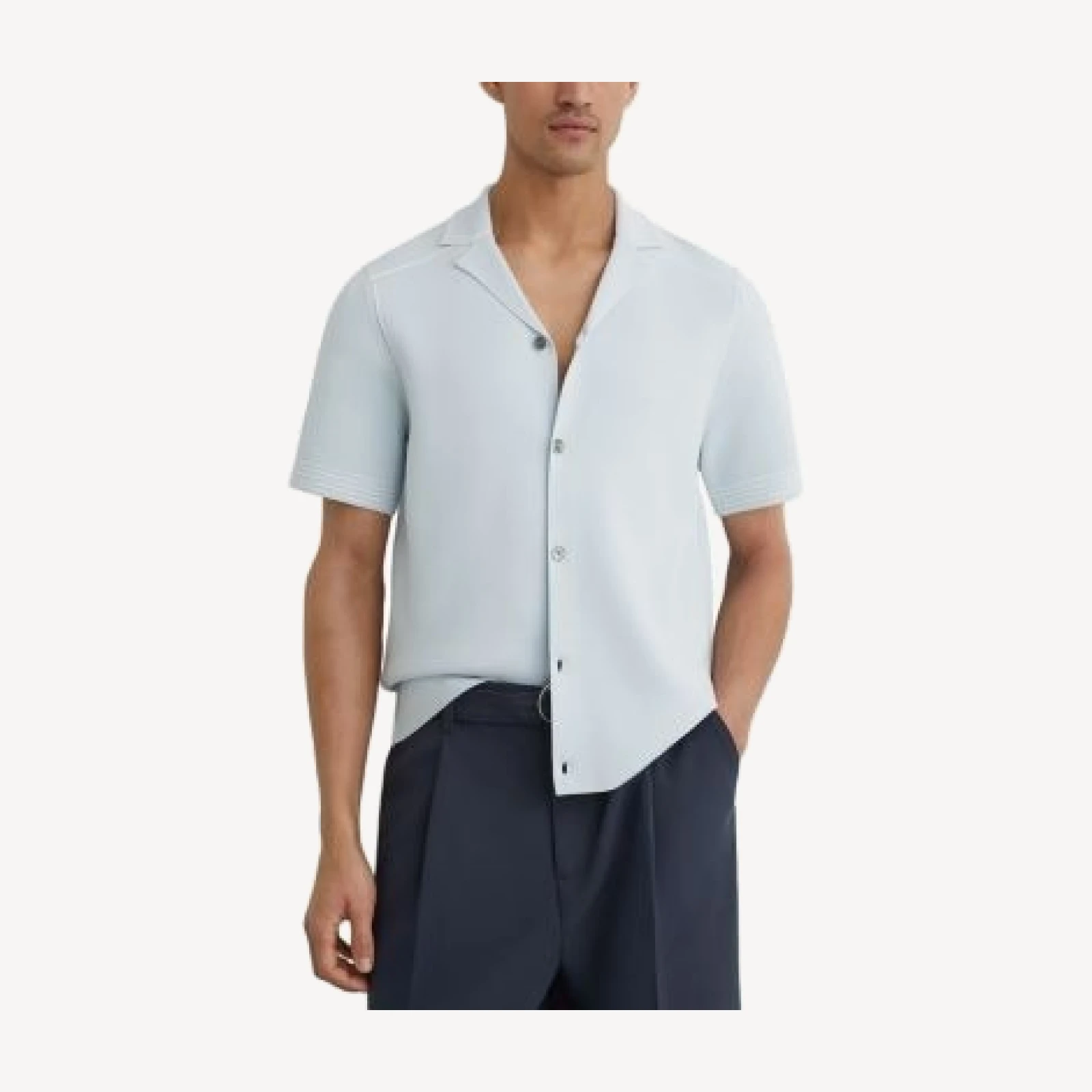 Reiss Wandsworth Chain Stitch Camp Shirt
