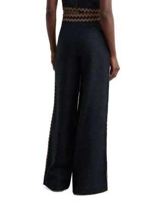 Reiss Mila Linen Wave Trim Pants