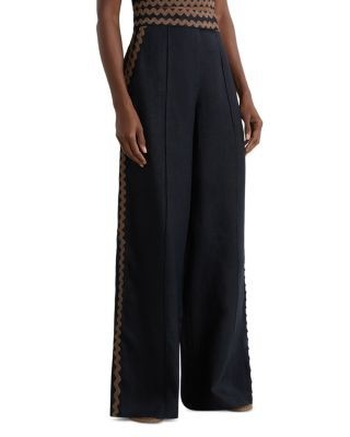 Reiss Mila Linen Wave Trim Pants