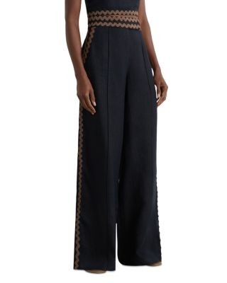 Reiss Petites Mila Linen Wave Trim Pants