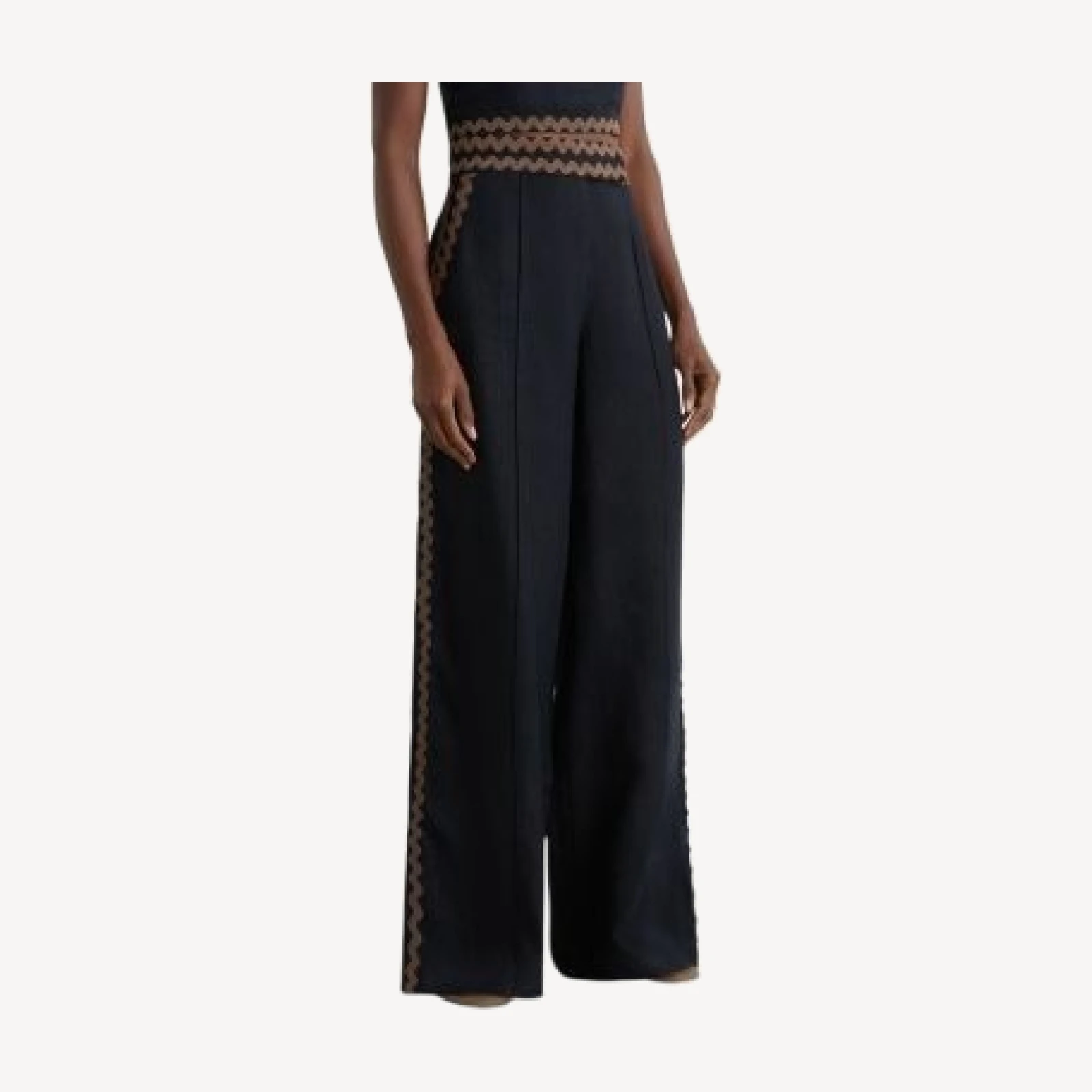 Reiss Petites Mila Linen Wave Trim Pants