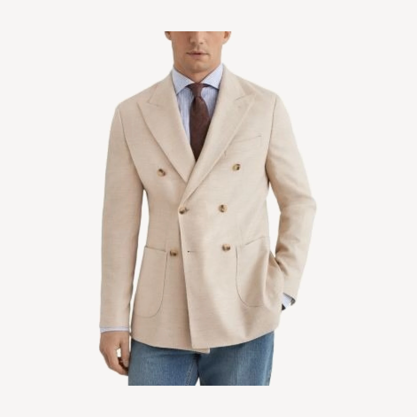 Reiss Manci Double Breasted Herringbone Blazer
