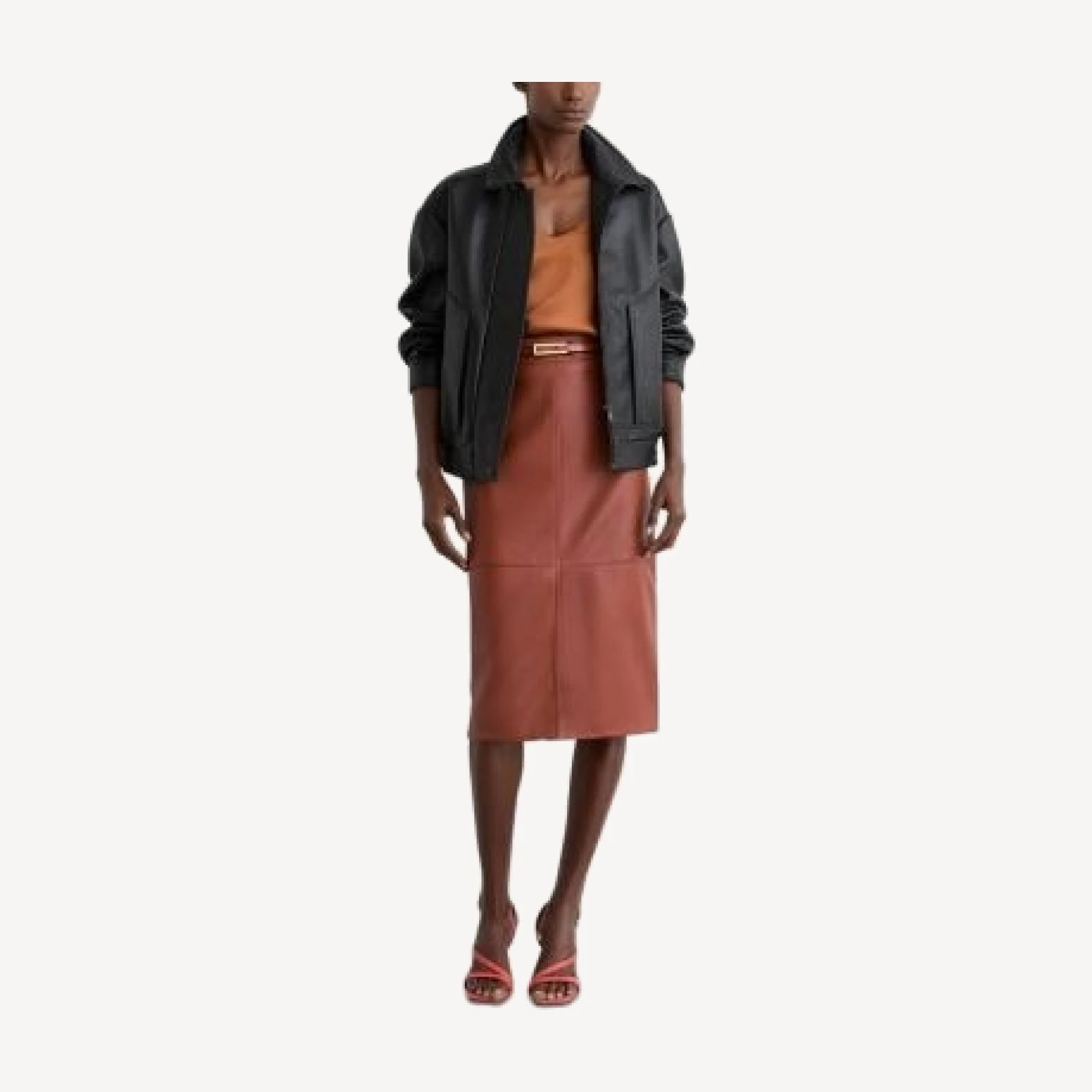 Reiss Leather Midi Skirt