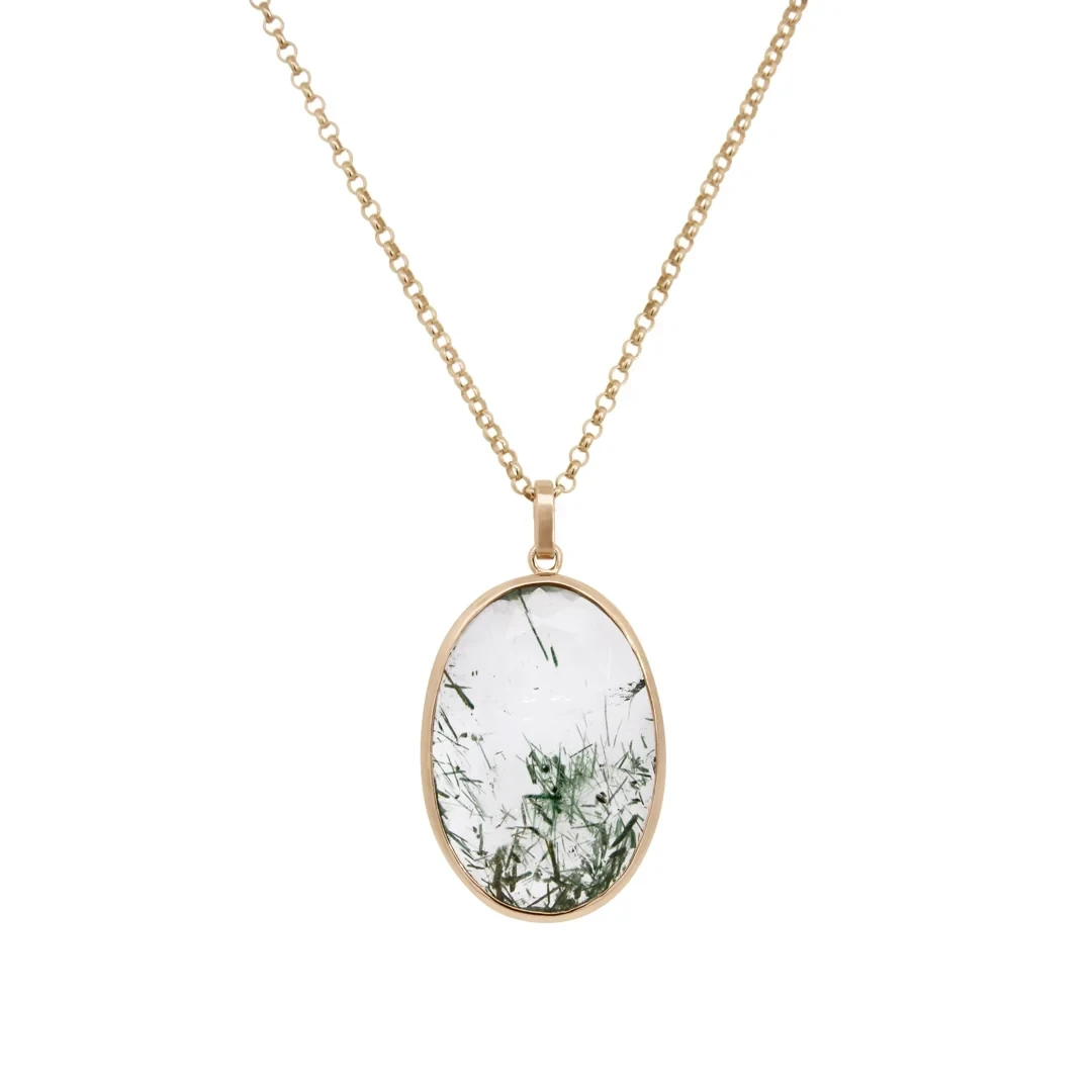 Garden Quartz Amulet Pendant - Yellow Gold & Quartz