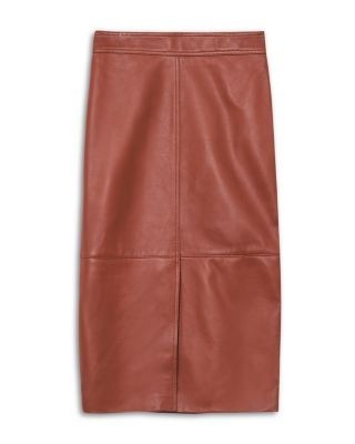 Reiss Leather Midi Skirt