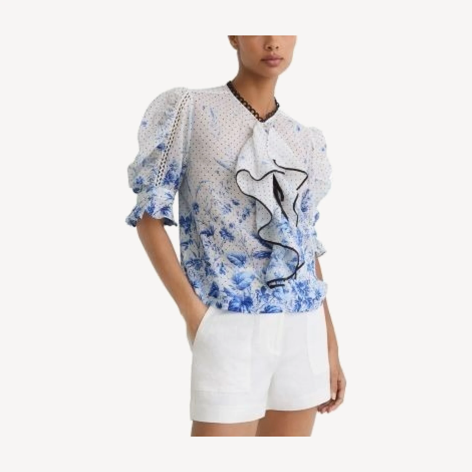 Reiss Ruffle Printed Blouse