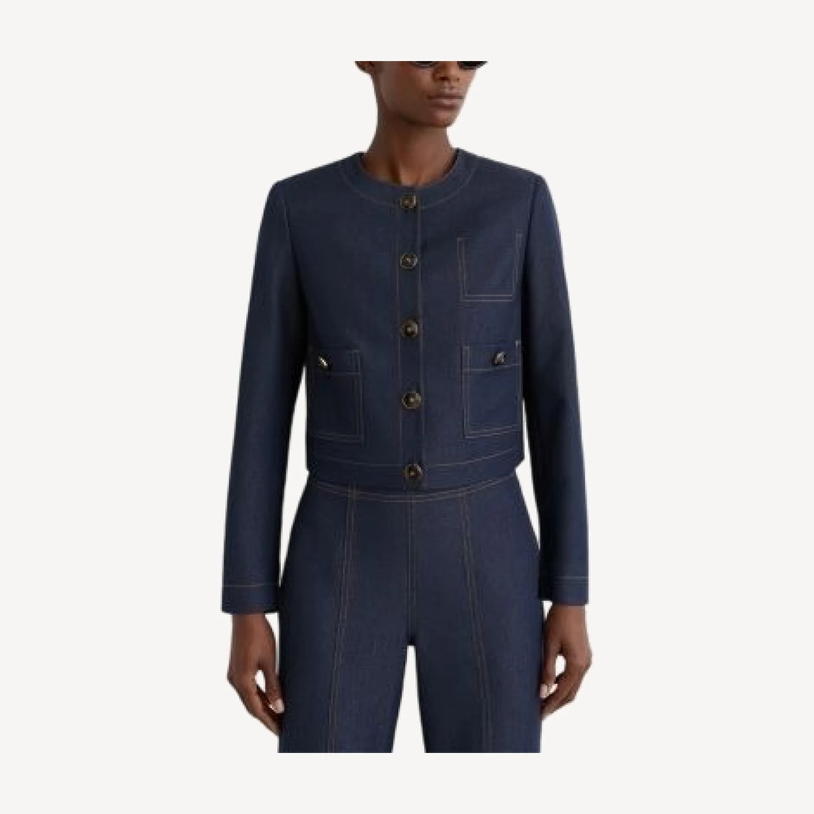 Reiss Edie Denim Look Cropped Jacket