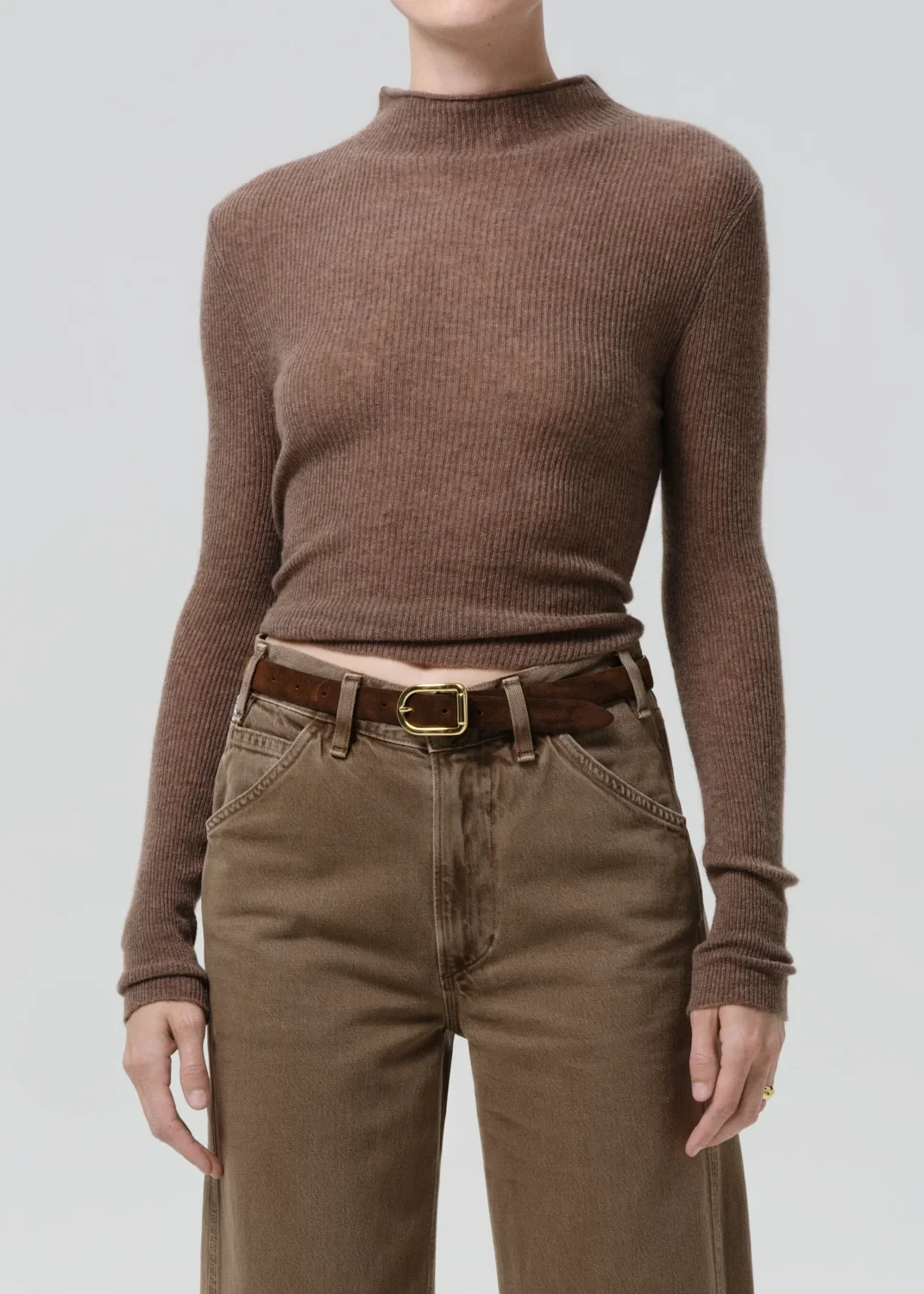 Leelah Turtleneck Sweater in Mushroom